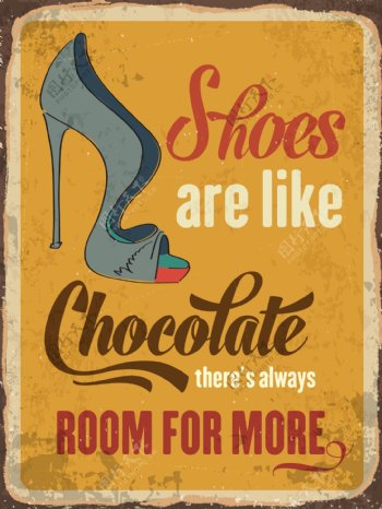 高跟鞋促销宣传shoesarelikechocotate英文排版海报