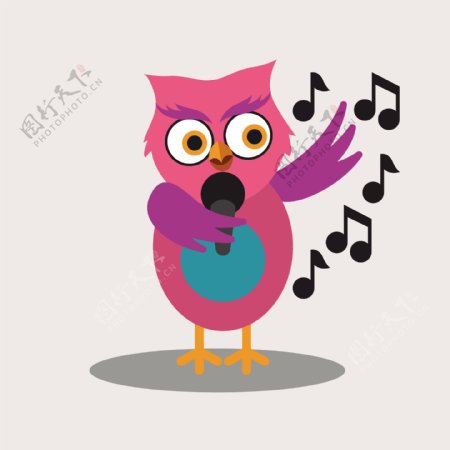 猫头鹰卡通人物可爱歌手