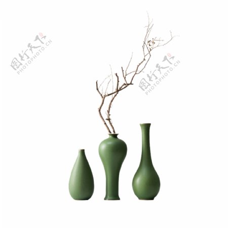 三瓶装饰盆栽树枝素材瓷瓶