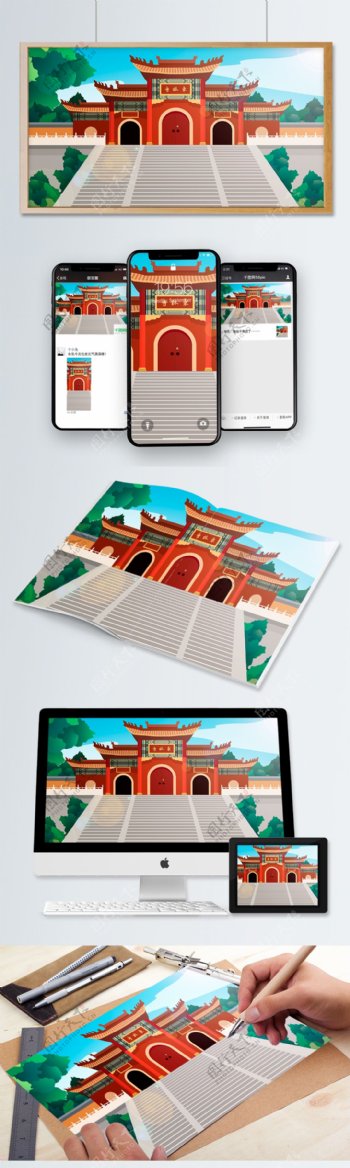 中国风历史建筑东林寺