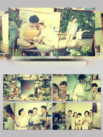 怀旧叠加家庭婚礼爱情相册视频展示AE模板