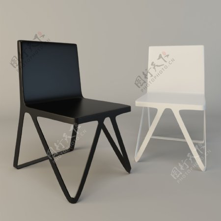 黑白色椅子3d模型下载