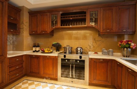 欧式室内厨房橱柜电器装修效果图