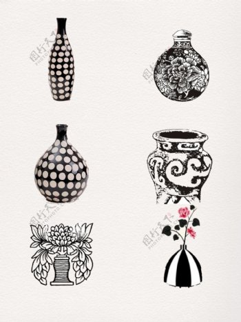 一组黑白创意花瓶素材整理
