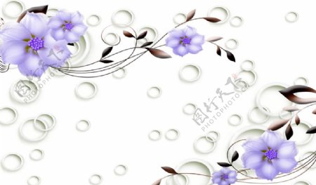 紫色花朵背景画