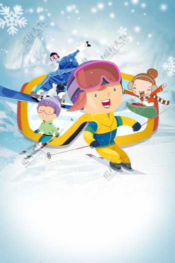 冬日滑雪运动插画背景