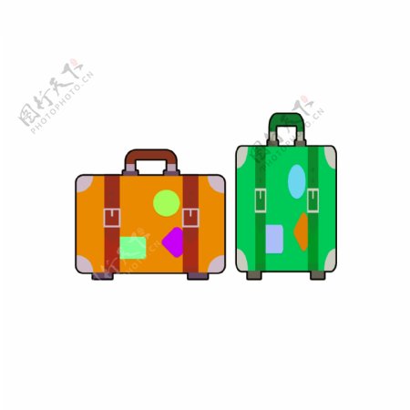 行李箱彩色装饰素材设计