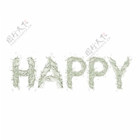 酷炫水花特效字母素材HAPPY快乐庆祝