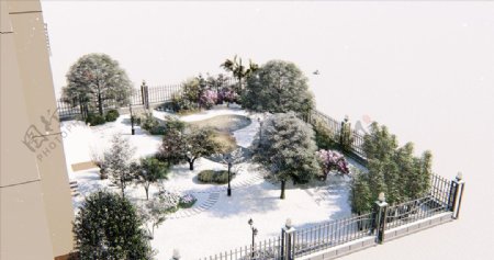 别墅游园雪景效果图jpg