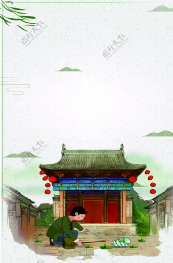 二十四节气惊蛰中国风海报背景素