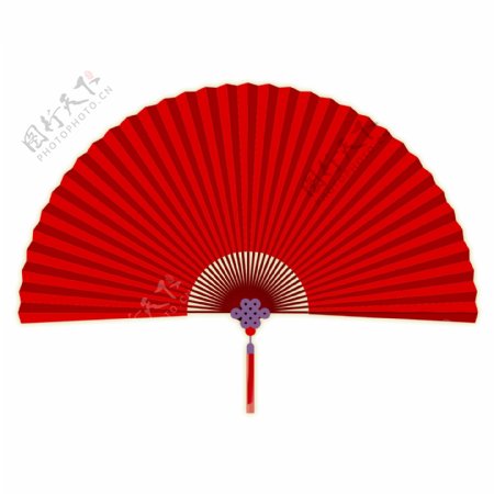 中国风红色喜庆扇子装饰素材