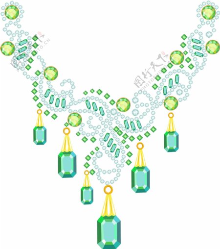 手绘钻石珠宝首饰绿宝石项链