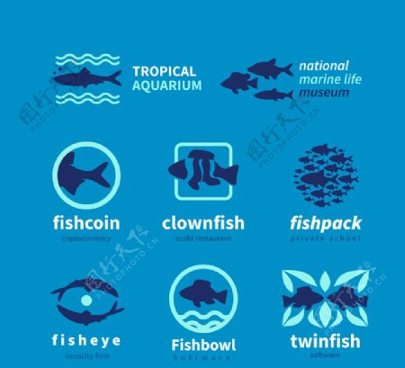 8款创意鱼标志设计矢量素材