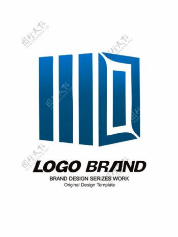 矢量创意蓝色图书馆标志公司LOGO设计