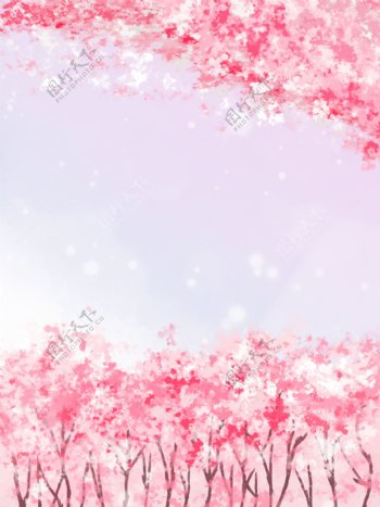 纯原创墨点手绘粉色唯美樱花背景