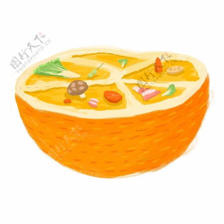 半个橙子透明PNG免扣素材