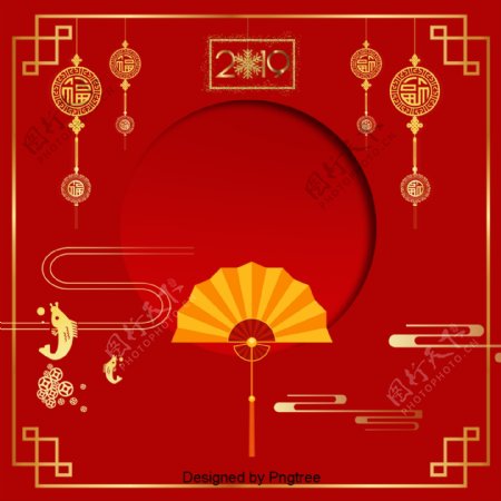 红色节日春节边界框架