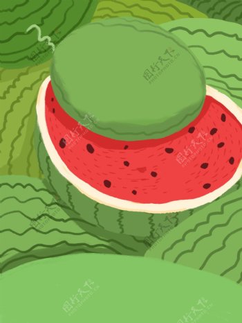 绿色西瓜水果广告背景