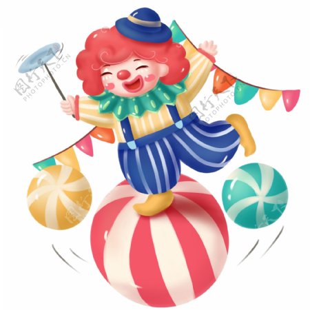 愚人节欢乐可爱小丑马戏表演可商用插画配图