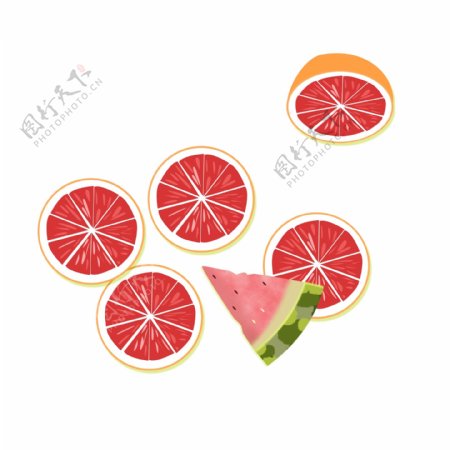 橙子西瓜水果透明PNG免扣素材