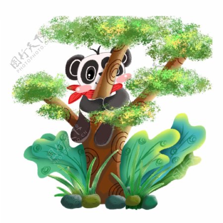 珍惜动物大熊猫可爱卡通原创手绘设计元素