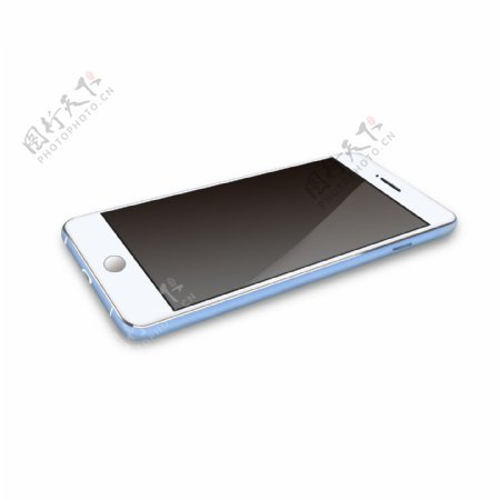 蓝白色3D仿真手机PNG