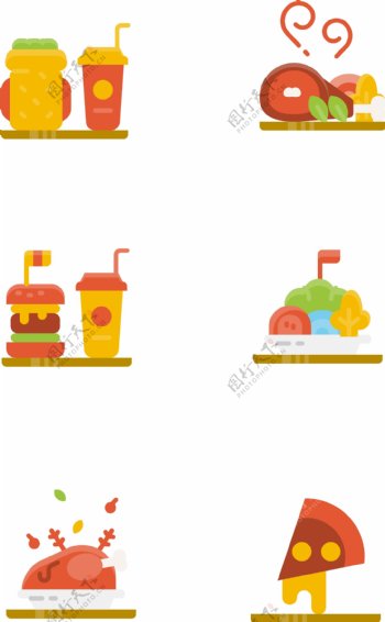 可口的食品插画图标
