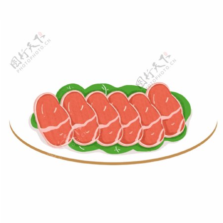 卡通火锅肉类食物矢量素材