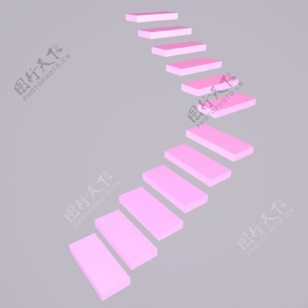 C4D立体柔色粉色台阶