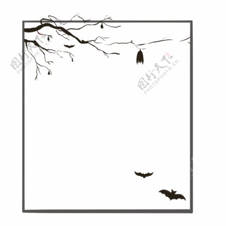 树干蝙蝠边框插画