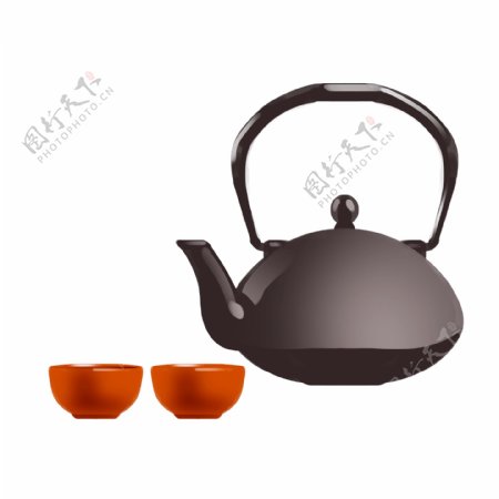 黑色的茶壶中国风