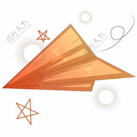 创意橙色纸飞机插画