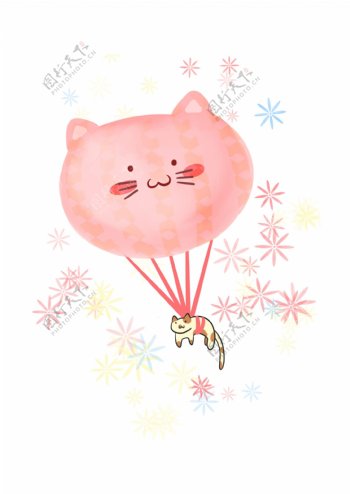 猫咪可爱漂浮热气球