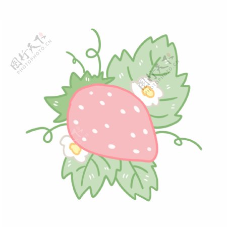 单个手绘水果草莓系列