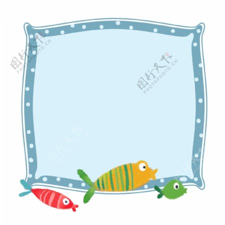 可爱的小鱼边框插画