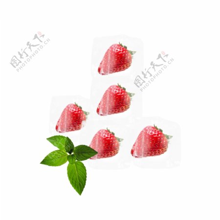 草莓冰块冰晶元素
