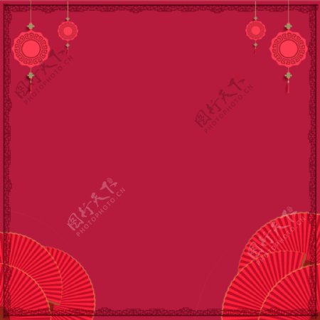 大气中国红背景海报