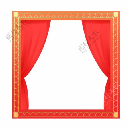 红色幕布装饰边框