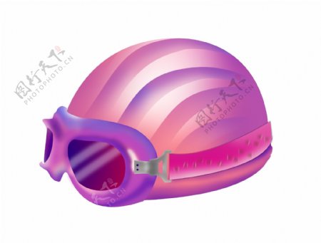 卡通紫色头盔插画