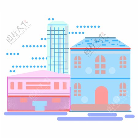 城市房屋建筑插画