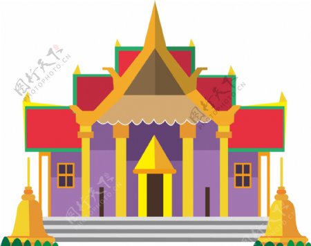 泰国曼谷大皇宫建筑插画