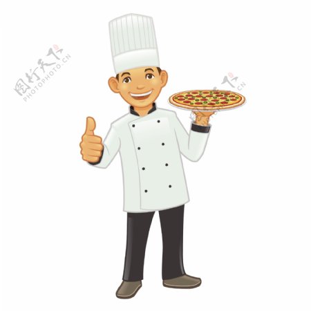 拇指手势的披萨厨师矢量素材