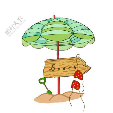 雨伞夏日太阳卡通夏季旅游