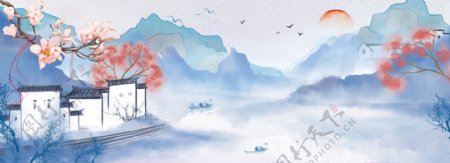 中国风古色风景旅游景点打卡banner图