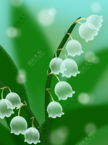 绿色半透明白色花朵小清新通用背景