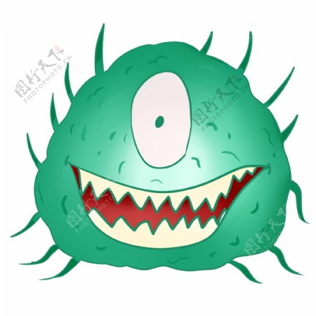 绿色卡通细菌插画