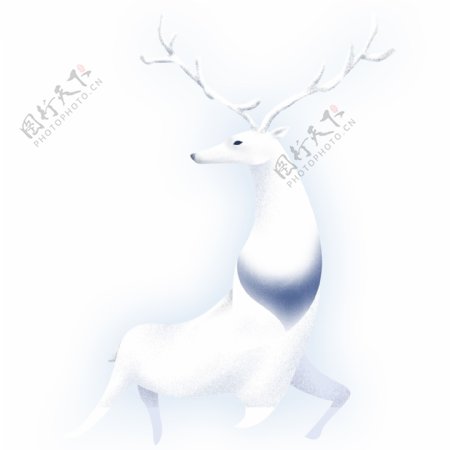 白色发光麋鹿卡通png素材