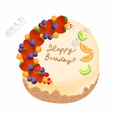 生日快乐水果草莓蛋糕