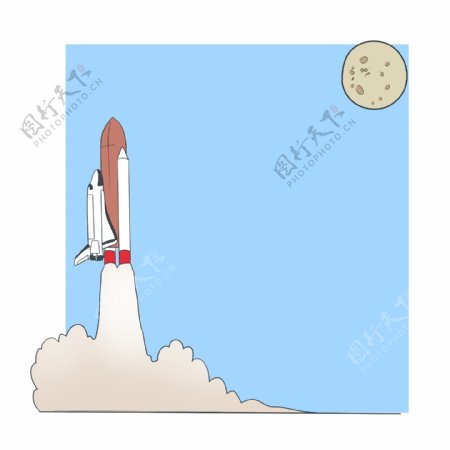 火箭装饰边框插画