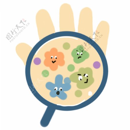 手掌上的细菌插画